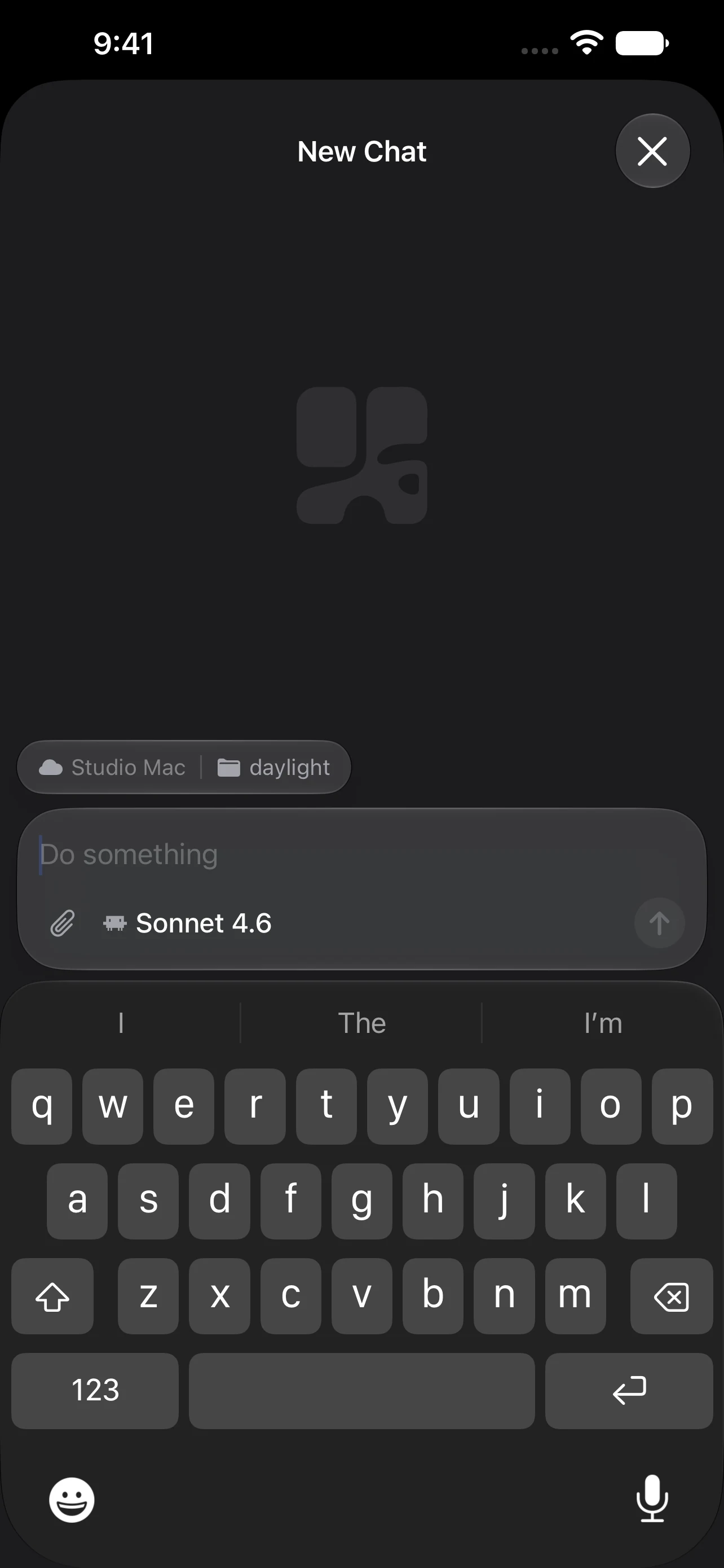 Starting a new chat on iPhone, targeting the daylight project on Studio Mac